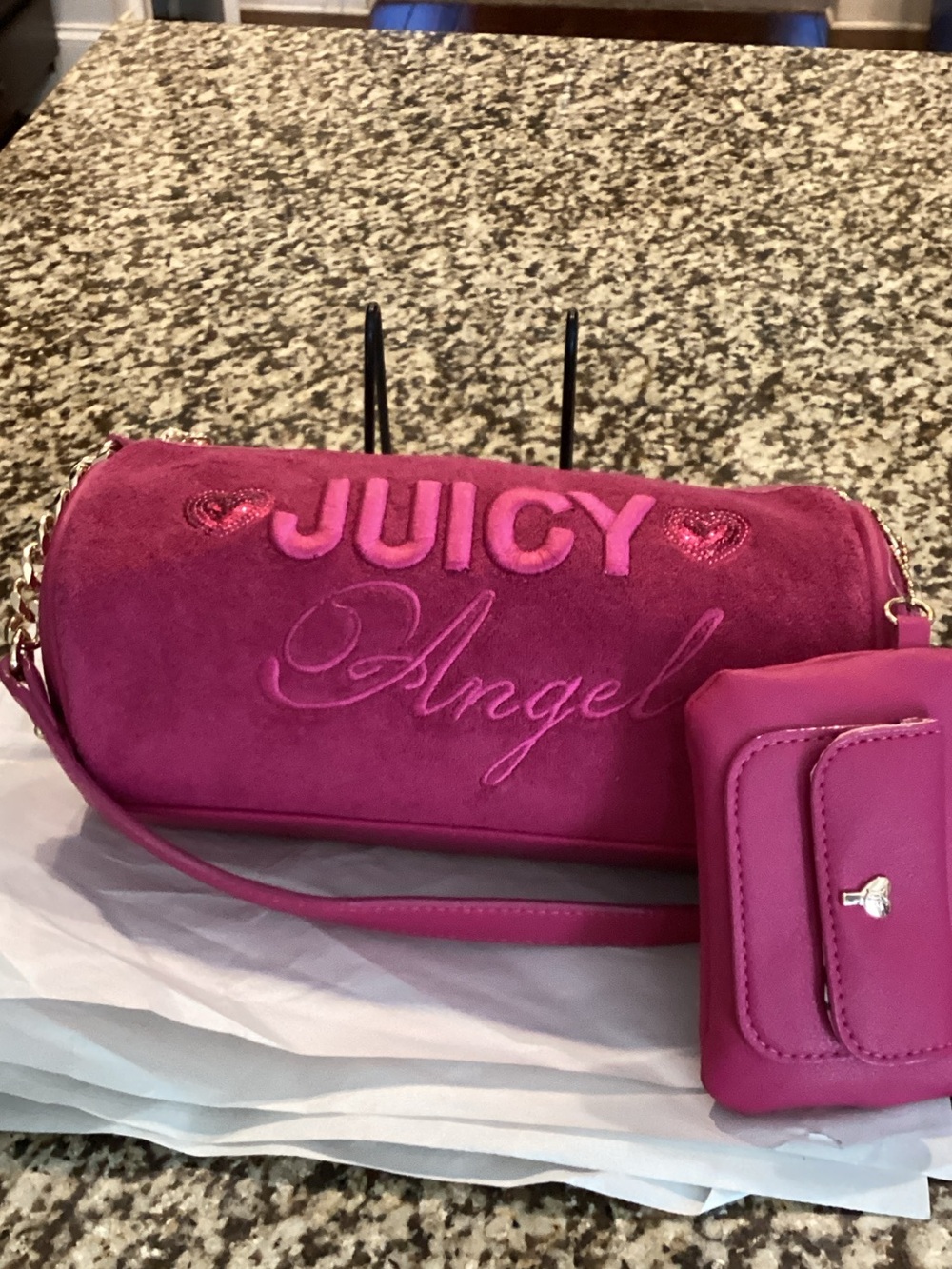 Juicy Couture Hot Pink 'Juicy Angel' Mini Shoulder Bag with Wallet